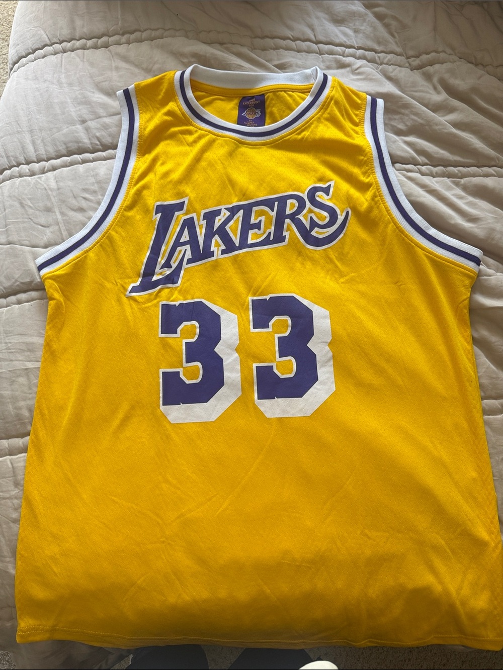 Los Angeles Lakers Yellow #33 Kareem Abdul Jabbar Basketball Jersey -